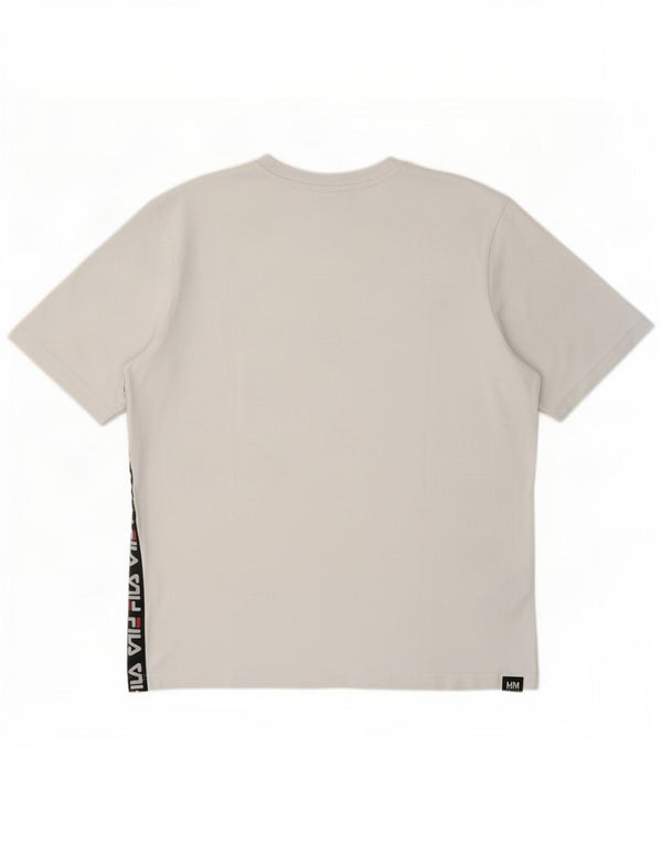 Fila Damen Grafik-T-Shirt-Oberteil UK 16 Large Weiß Colourblock Baumwolle