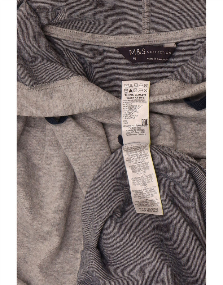 Marks & Spencer Damen-Kapuzenpullover mit Grafik, übergroß, Gr. 16, Grau