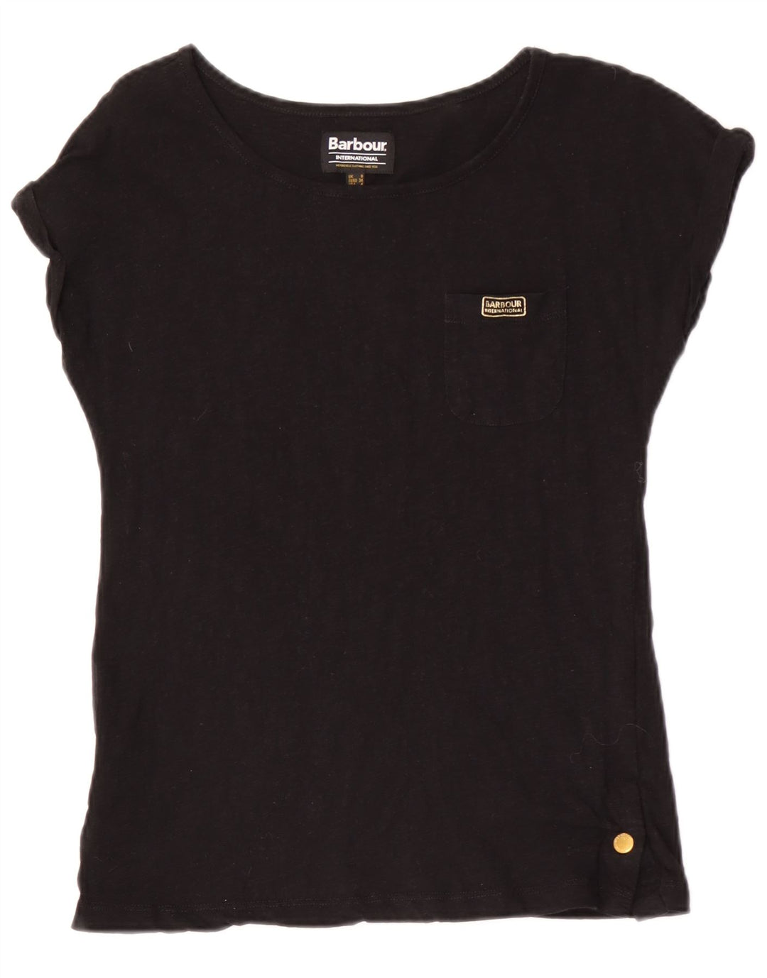 Barbour Damen T-Shirt Top UK 8 Small Schwarz Baumwolle