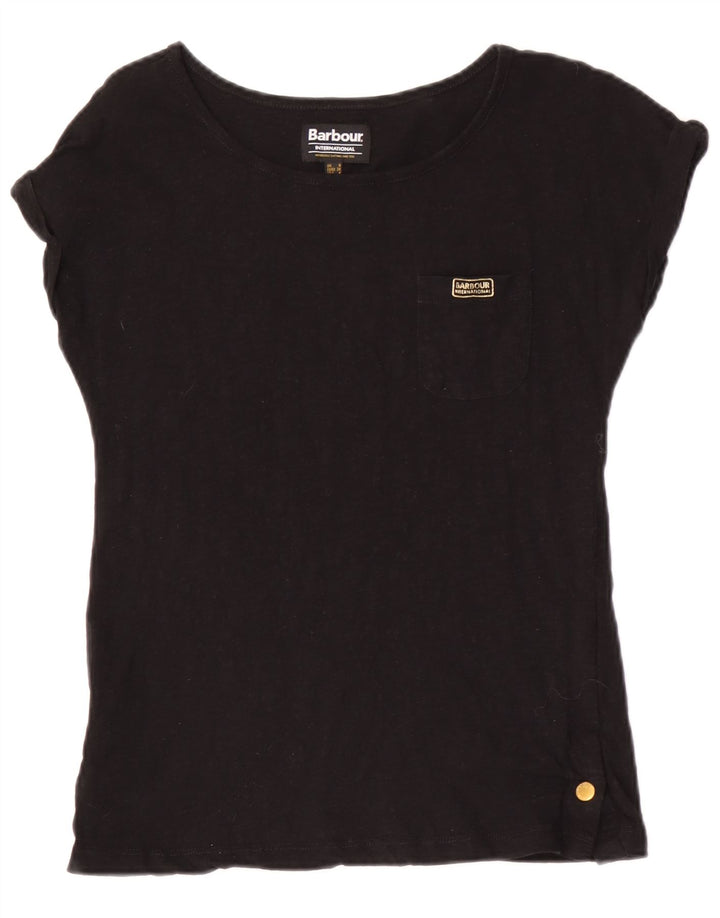 Barbour Damen T-Shirt Top UK 8 Small Schwarz Baumwolle