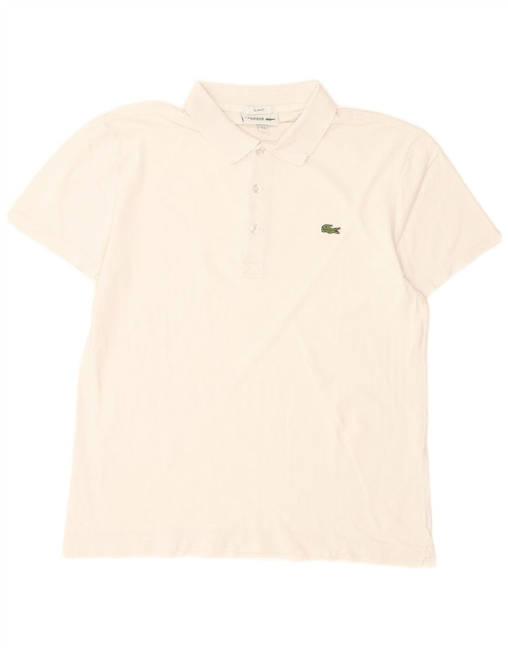 Lacoste Herren-Poloshirt in schmaler Passform, Größe 4, mittelweiße Baumwolle