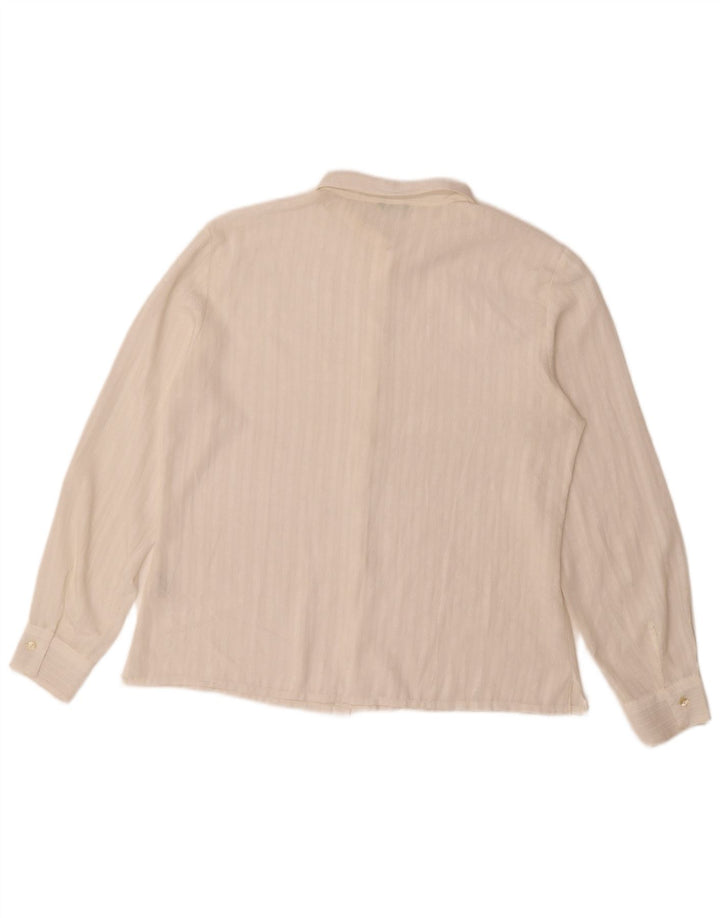 Benetton Damen-Hemdbluse, UK 46, groß, weiß gestreift, Polyester