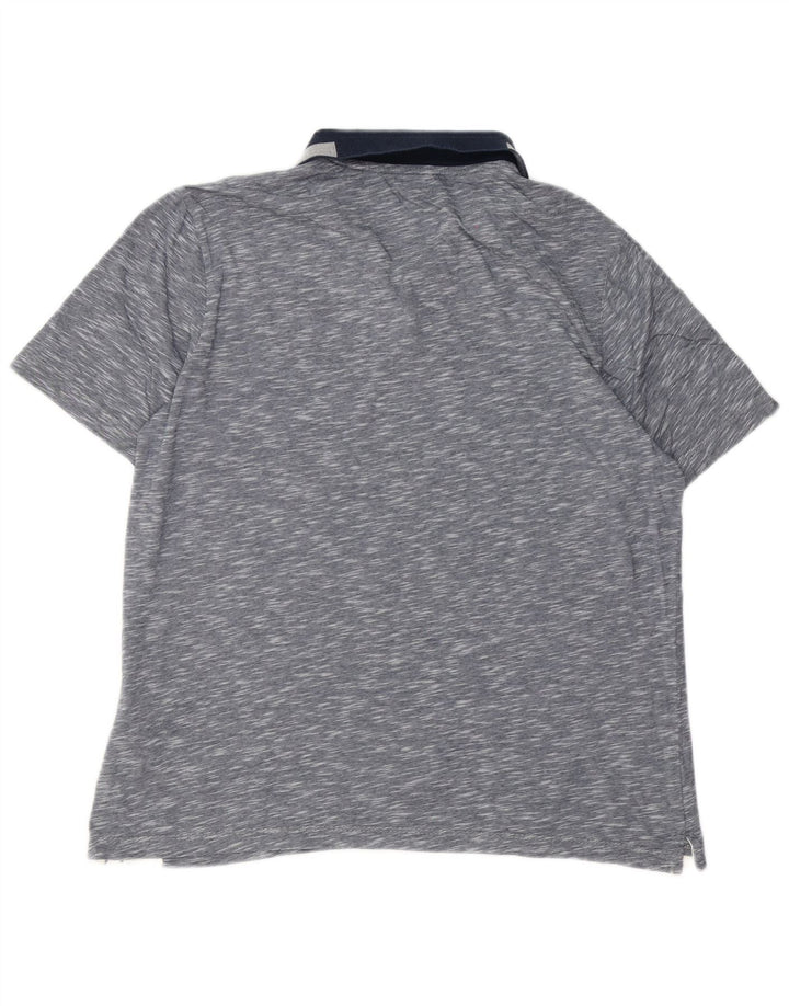 Ted Baker Herren-Poloshirt, Größe 4, groß, marineblau gesprenkelte Baumwolle