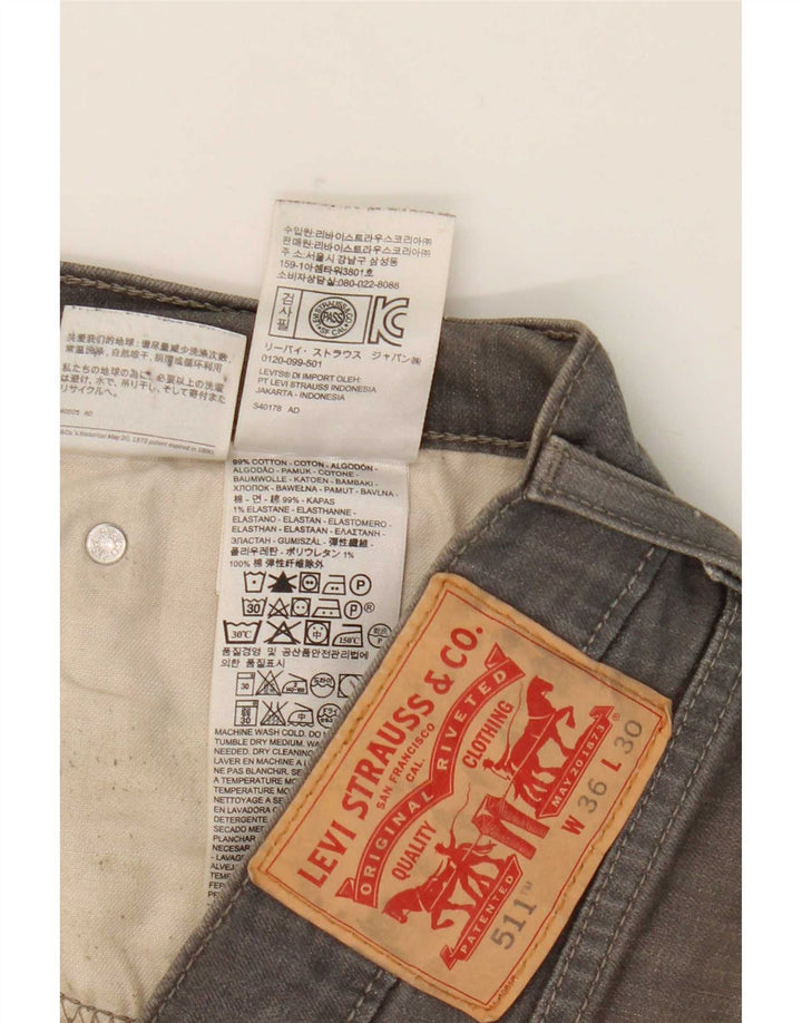 Levi's Herren 511 verkürzte Slim-Jeans W36 L25 Graue Baumwolle