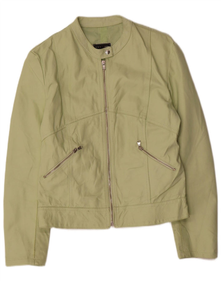 Sasch Damen Crop Lederjacke UK 18 XL Grünes Leder