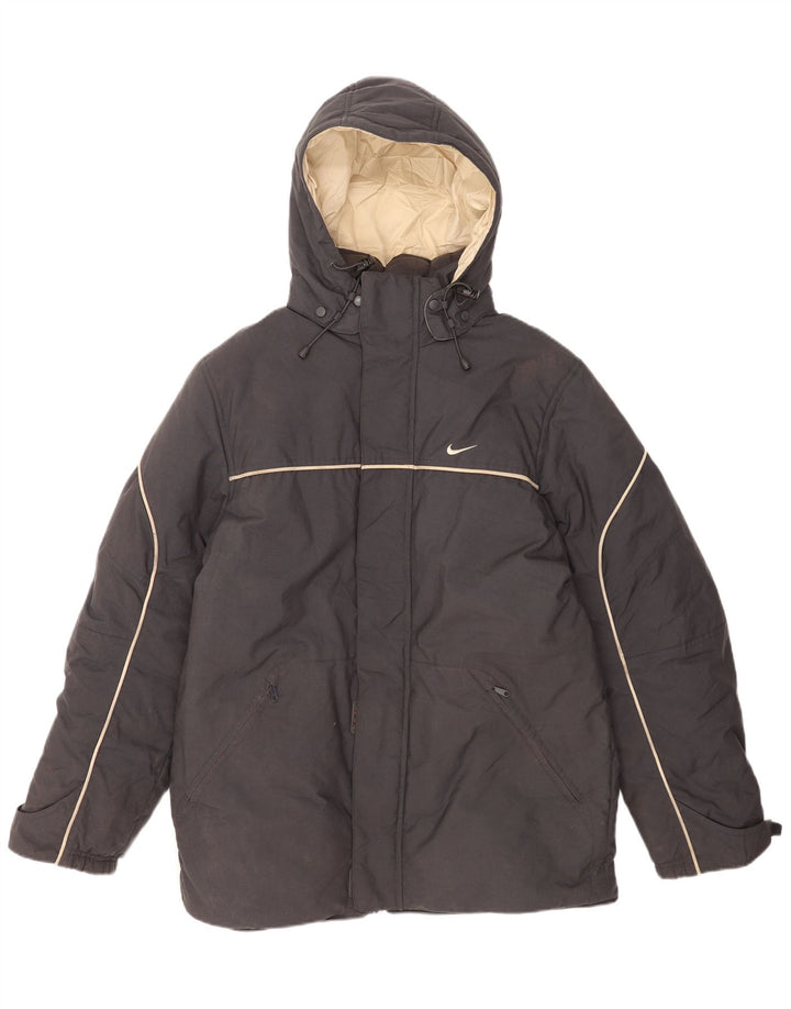 Nike Herren-Jacke mit Kapuze, gepolstert, UK 39/41, mittelgraues Nylon