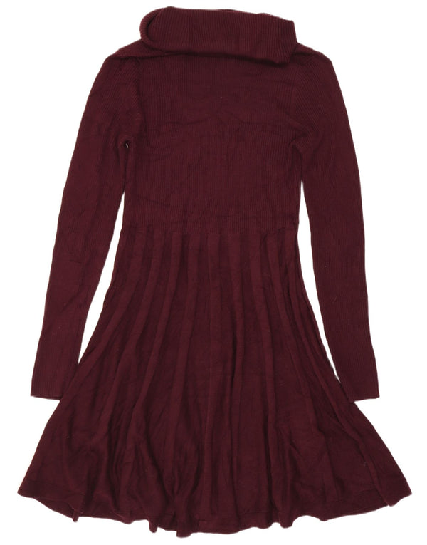 Calvin Klein Damen Langarm-Pulloverkleid UK 10 Kleines Kastanienbraunes Acryl