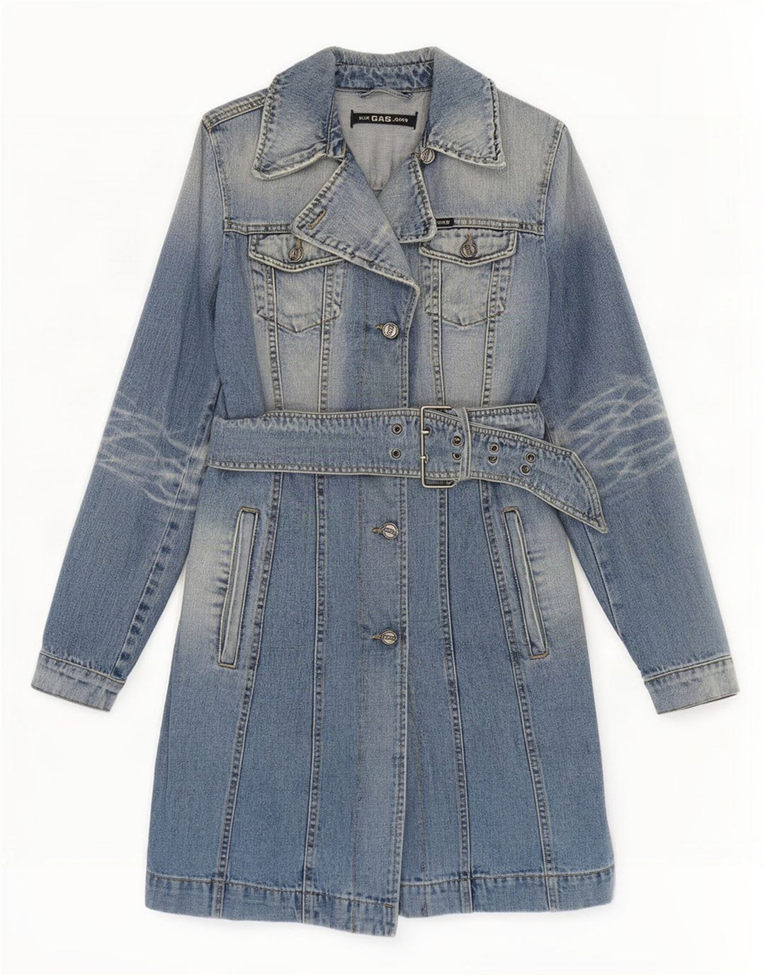 Gas Damen Jeansmantel UK 10 Small Blaue Baumwolle