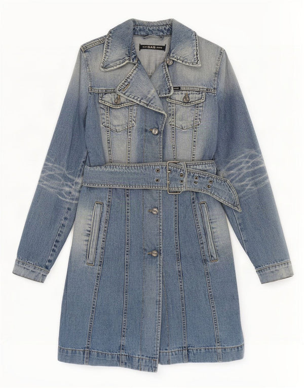 Gas Damen Jeansmantel UK 10 Small Blaue Baumwolle