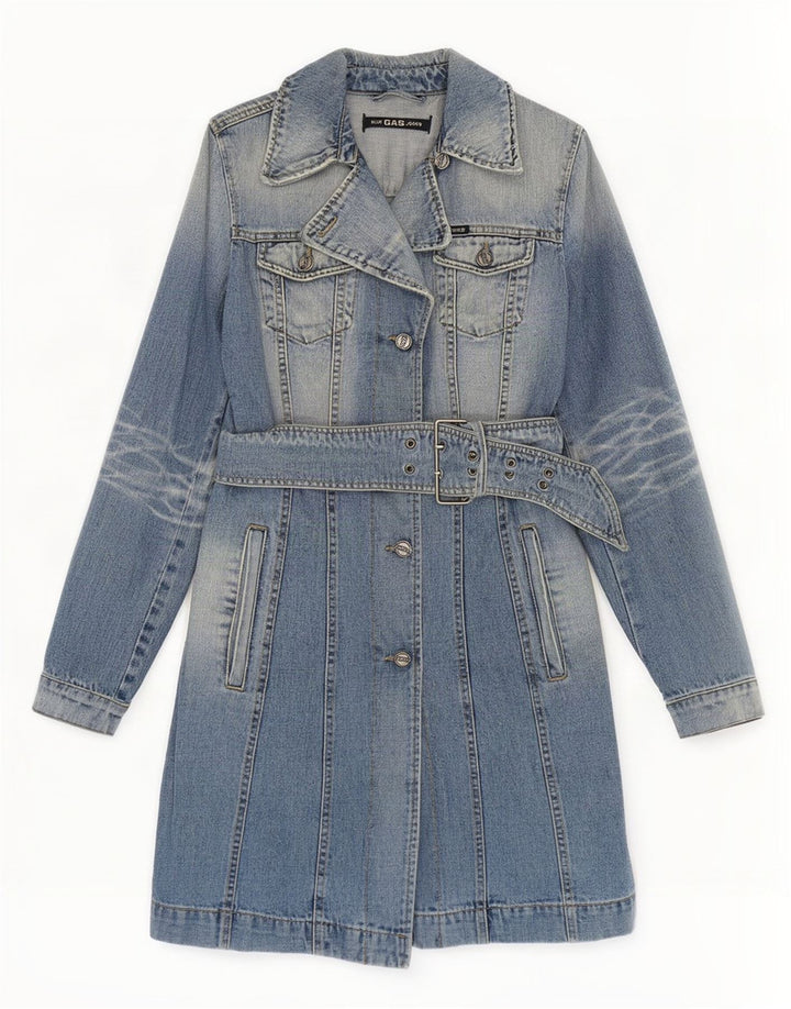 Gas Damen Jeansmantel UK 10 Small Blaue Baumwolle