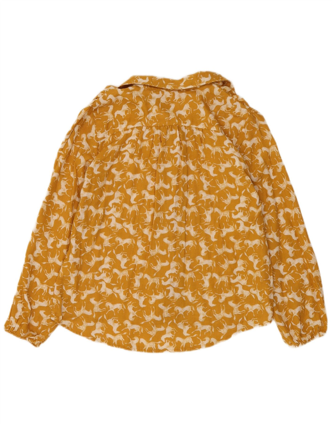 BENETTON Mädchen-Hemdbluse, 11–12 Jahre, 2XL, gelbe Baumwolle mit Animal-Print