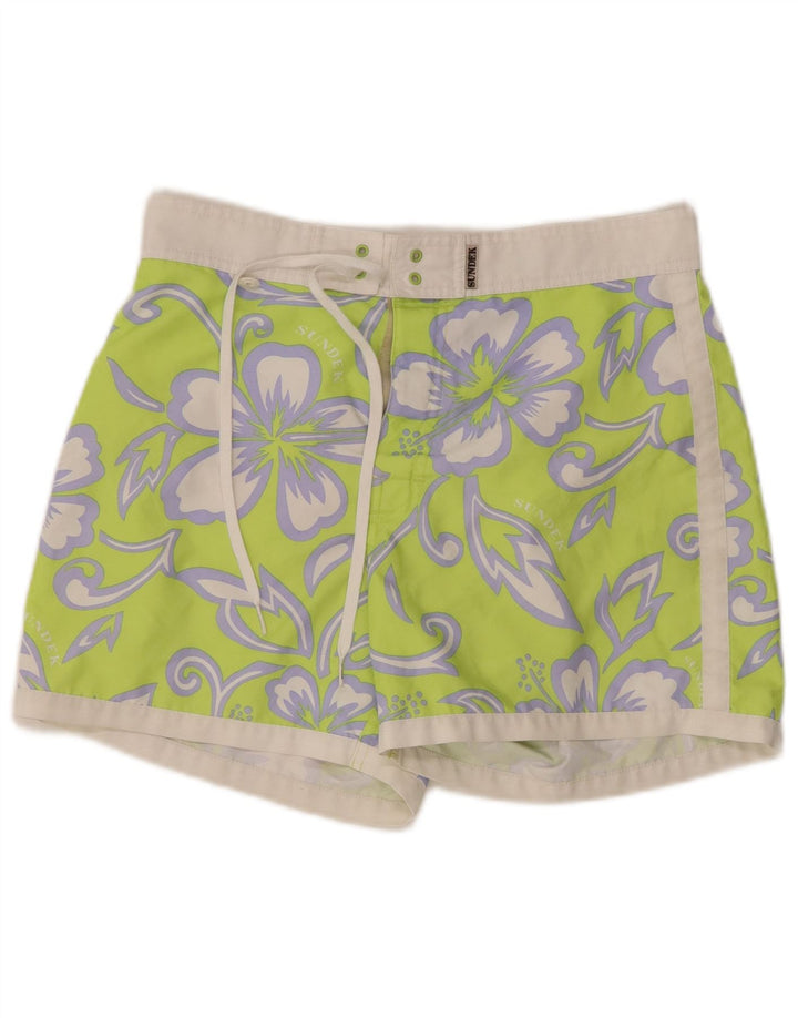 SUNDEK Herren-Badeshorts, klein, grün, geblümt, Polyester