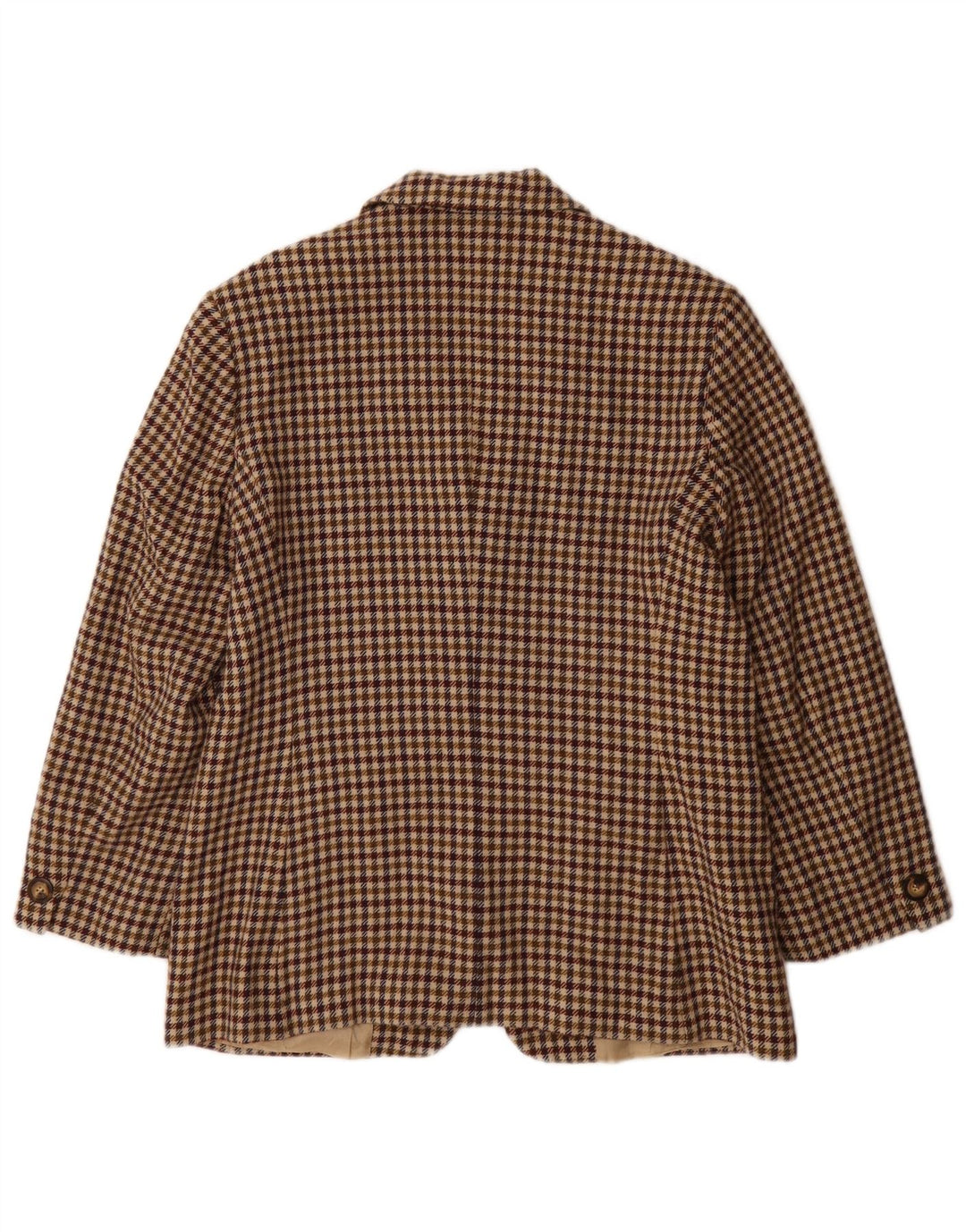 Marella Damen 3-Knopf-Blazerjacke UK 18 XL Braune Hahnentritt-Schurwolle