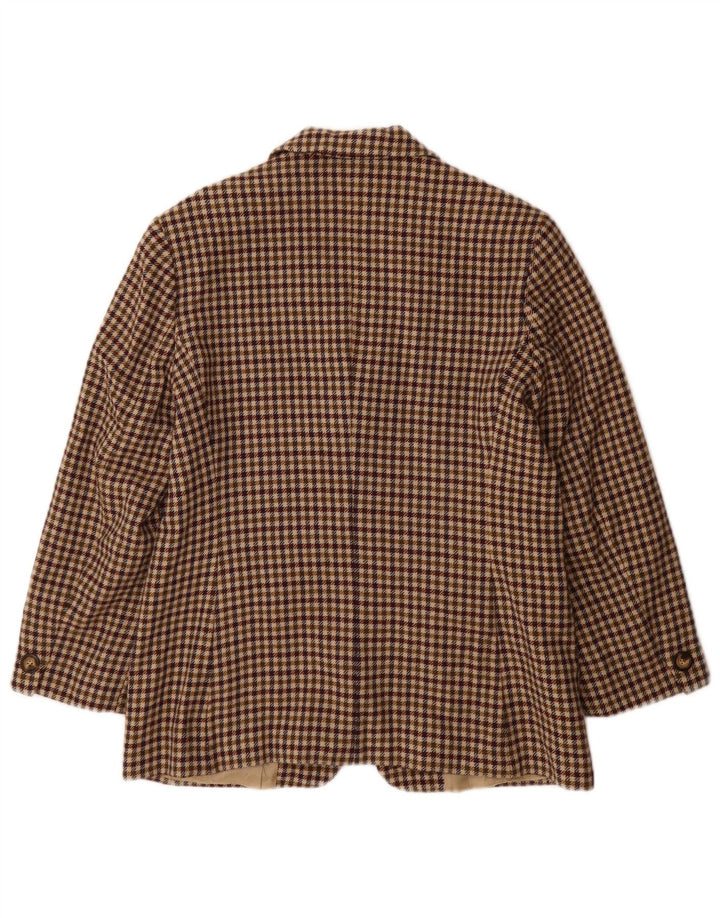 Marella Damen 3-Knopf-Blazerjacke UK 18 XL Braune Hahnentritt-Schurwolle