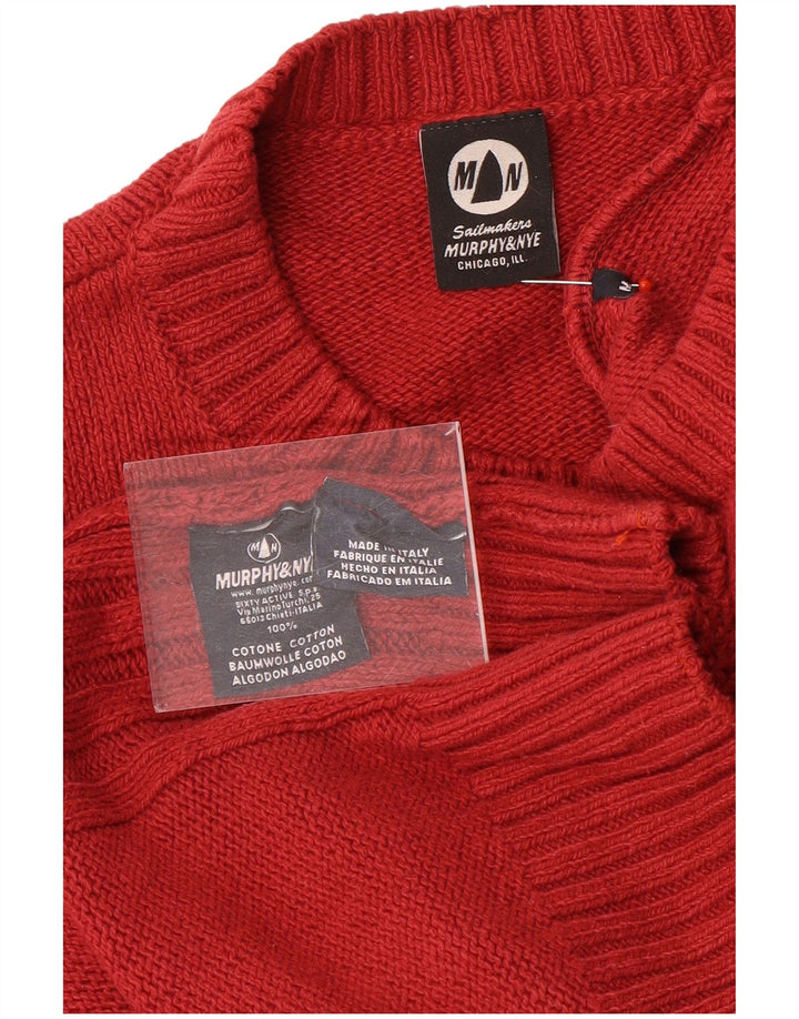 Murphy & Nye Herren-Pullover mit Rundhalsausschnitt, mittelrote Baumwolle