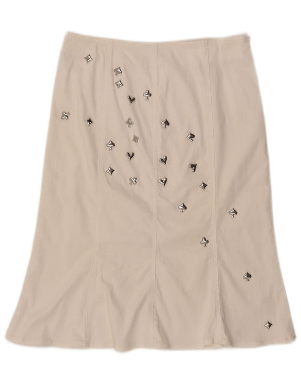 MOSCHINO Damen-Rock in A-Linie mit hoher Taille, UK 14, W30, L23, weiße Baumwolle