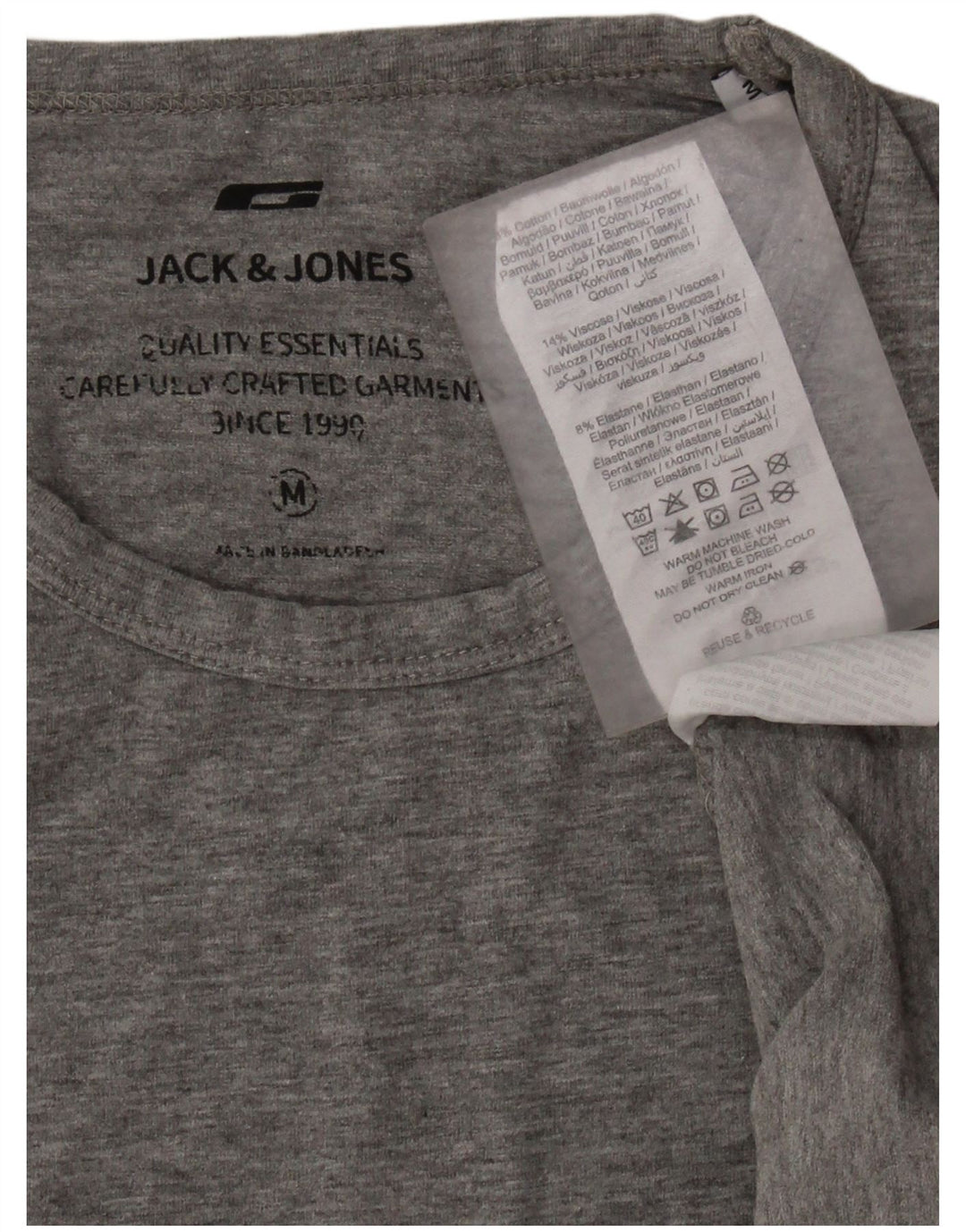 JACK & JONES Herren-T-Shirt-Oberteil aus mittelgrau gesprenkelter Baumwolle