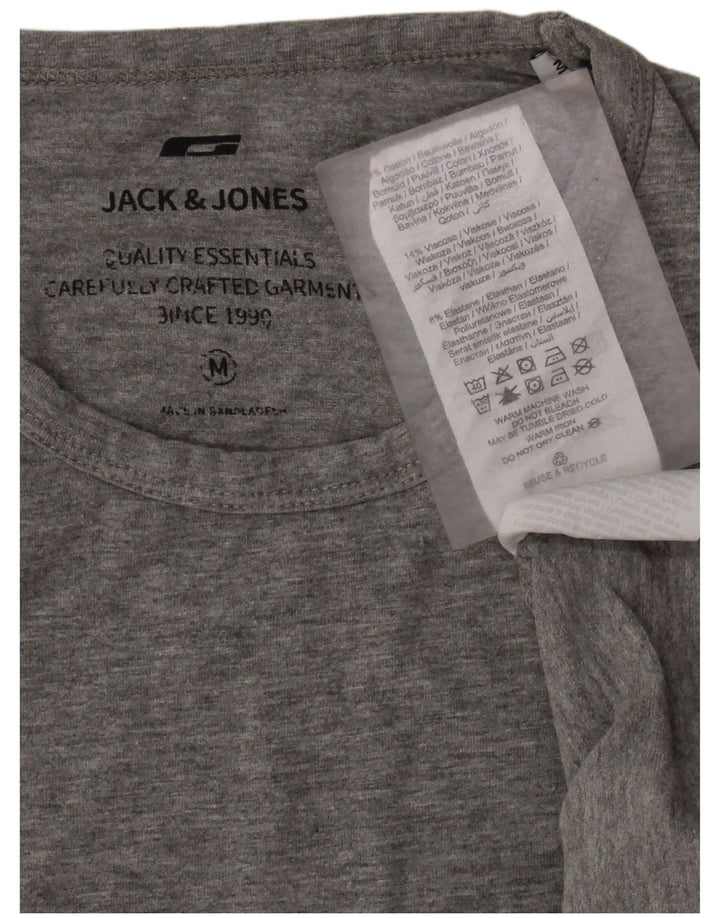 JACK & JONES Herren-T-Shirt-Oberteil aus mittelgrau gesprenkelter Baumwolle