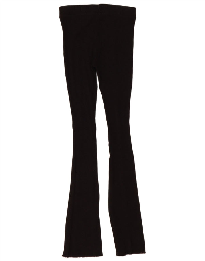 Zara Damen Flare-Leggings UK 12 Mittelschwarze Baumwolle