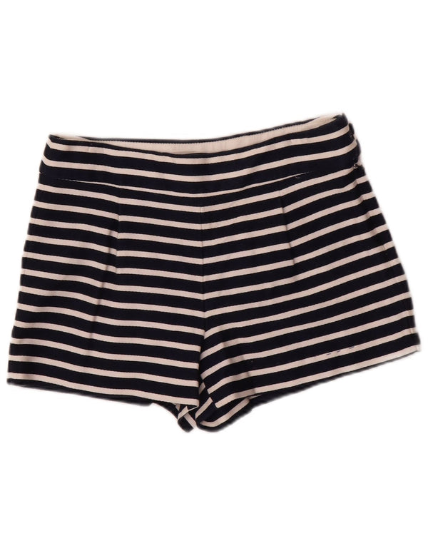 J. Crew Damen Hotpants US 4 Small W28 Schwarz gestreifte Baumwolle