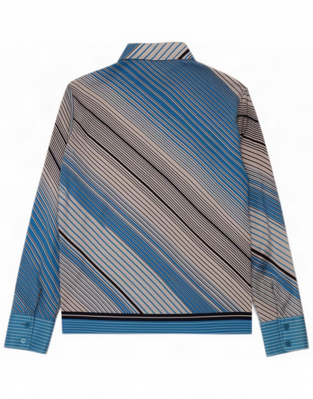 Vintage Damen-Shirt IT 46, groß, blau gestreift, Polyester