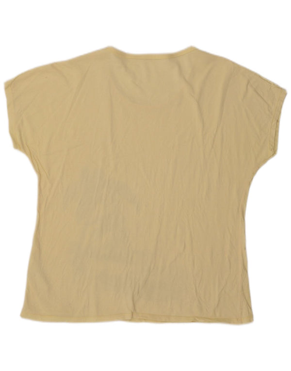 Vintage Damen Grafik T-Shirt Top UK 18 XL Gelbe Baumwolle