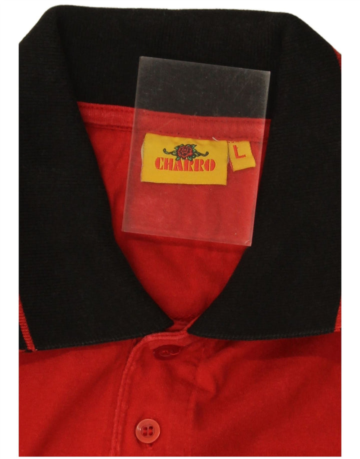Charro Herren-Poloshirt mit Grafik, groß, rot, Colourblock-Baumwolle