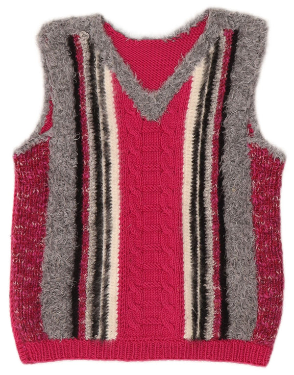 Vintage Damen Weste Tank Top UK 10 Small Pink Colourblock