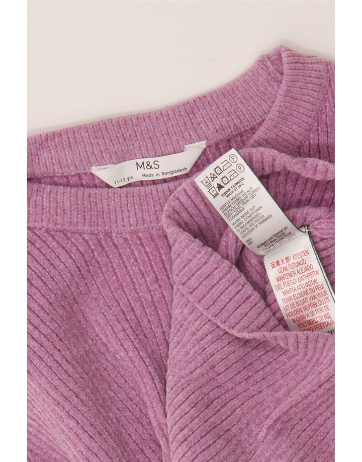 Marks & Spencer Crop Top für Mädchen, langärmlig, 11–12 Jahre, rosa, Polyester