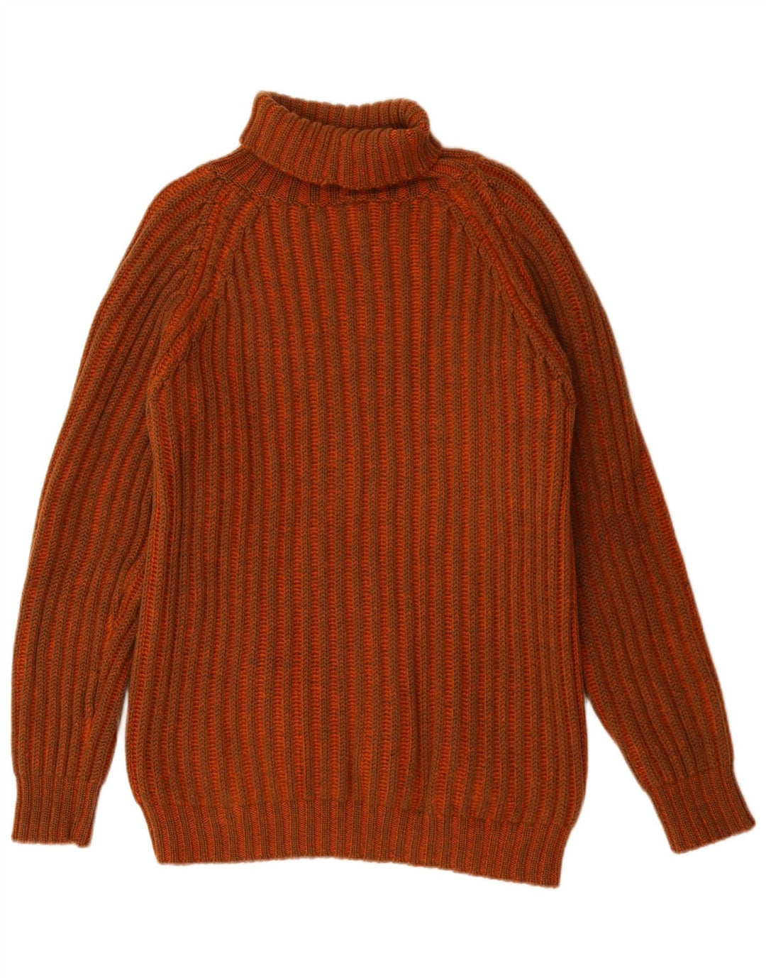 Vintage Herren Rollkragenpullover, große orange gestreifte Wolle