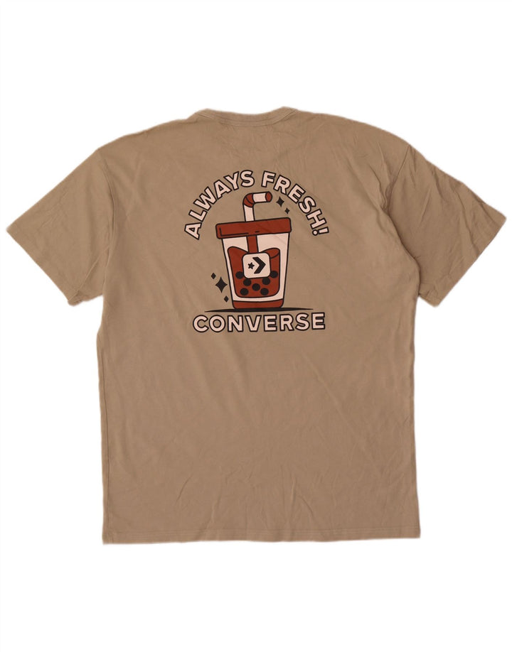 Converse Herren-T-Shirt mit Grafik, groß, beige Baumwolle