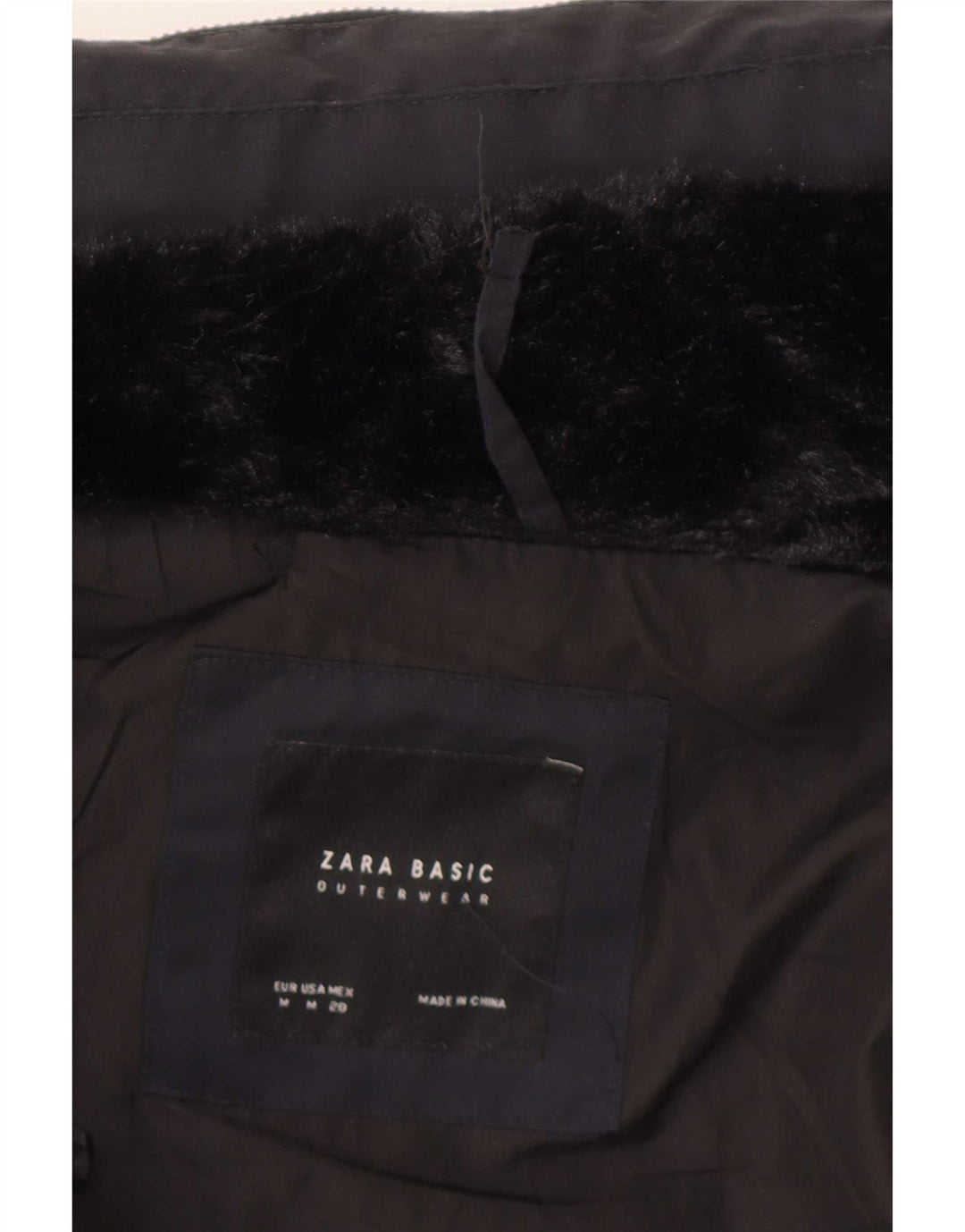 Zara Damen Wattierte Jacke UK 12 Medium Marineblau Polyester