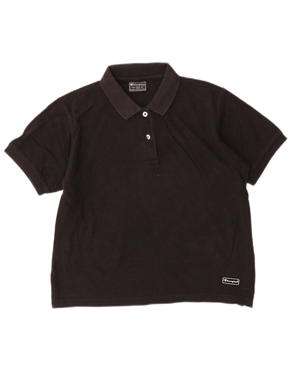 Champion Damen Poloshirt UK 12 Medium Schwarz Baumwolle