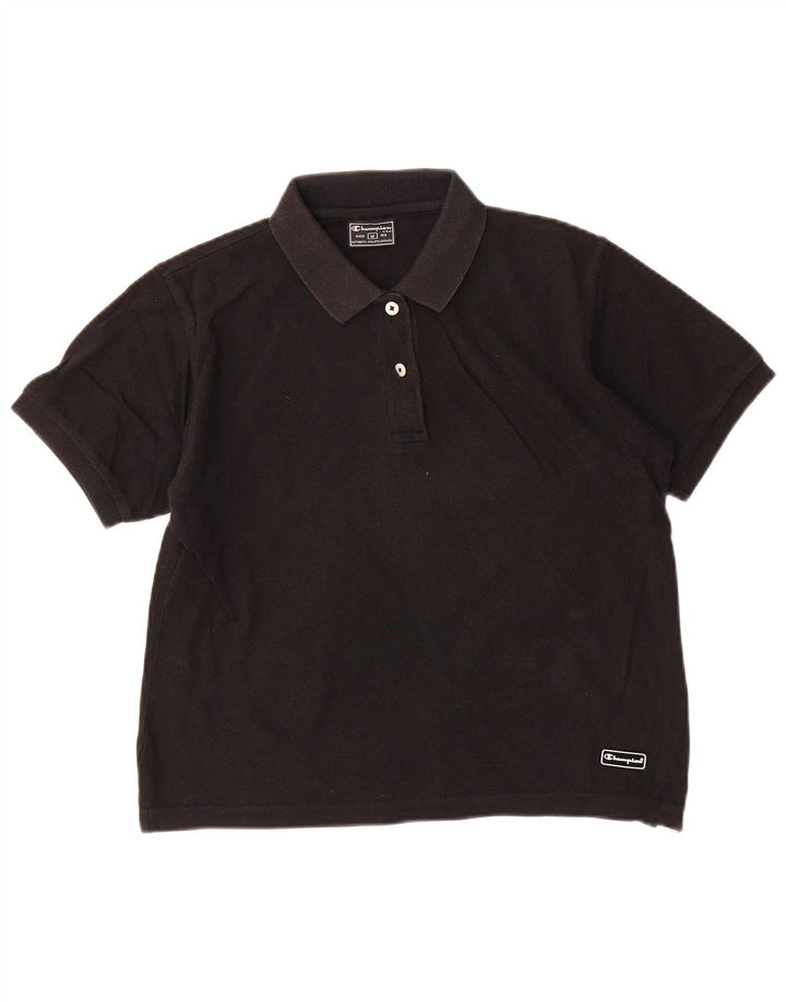 Champion Damen Poloshirt UK 12 Medium Schwarz Baumwolle