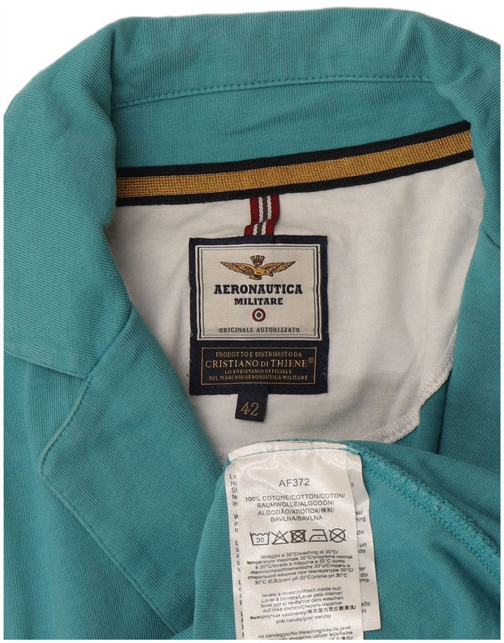 Aeronautica Militare Damen 2-Knopf-Blazerjacke IT 42 Mittelblaue Baumwolle