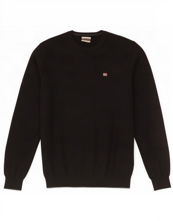 Napapijri Herren-Pullover mit Rundhalsausschnitt, mittelschwarze Wolle