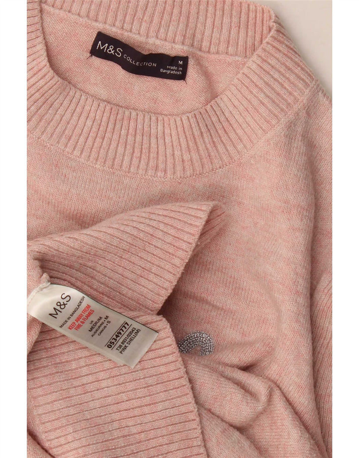 Marks & Spencer Damen-Pullover mit grafischem Rundhalsausschnitt, Gr. 14, Mittelrosa