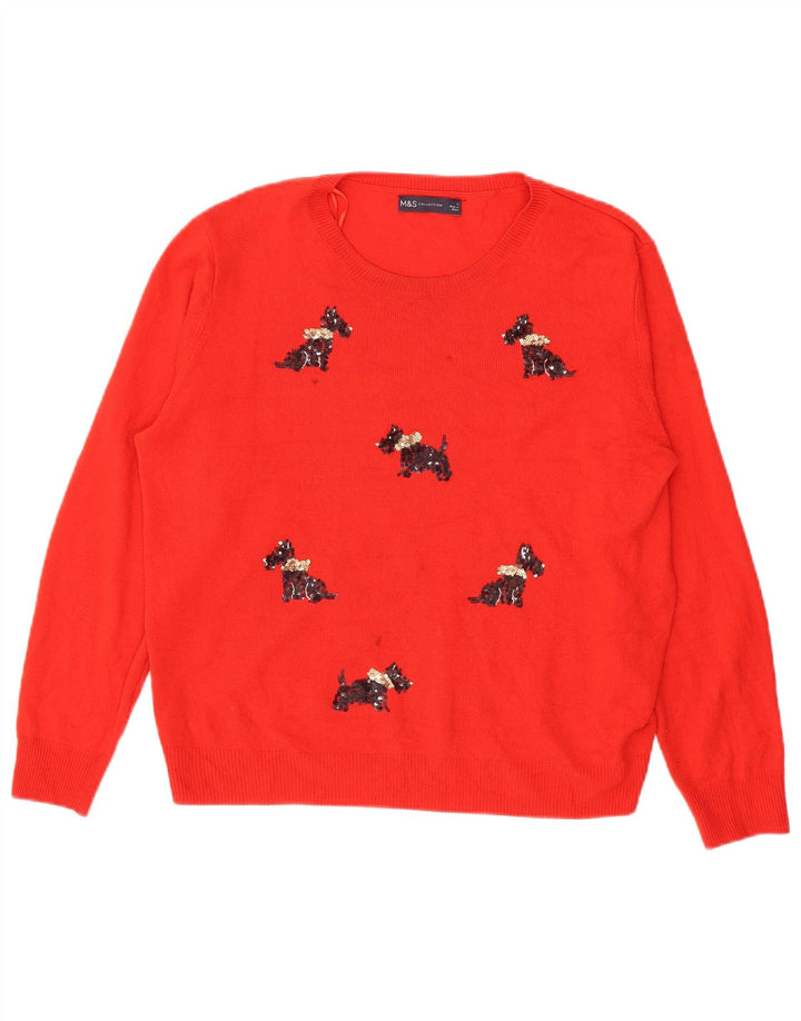 Marks & Spencer Damen-Pullover mit U-Boot-Ausschnitt, Gr. 16, Rot