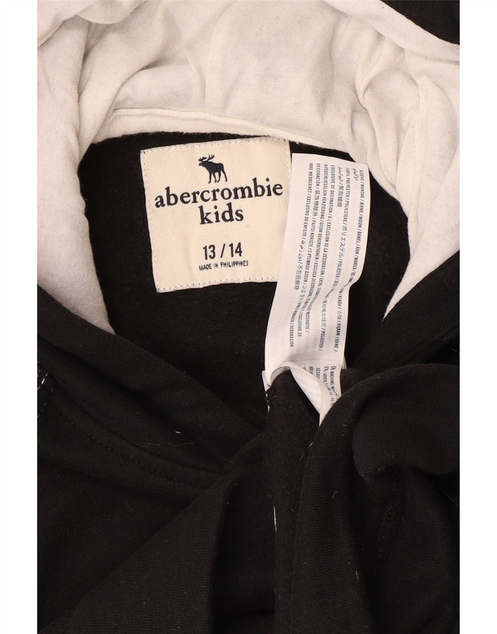 ABERCROMBIE & FITCH Kapuzenpullover für Jungen, 13–14 Jahre, schwarz geflecktes Polyester