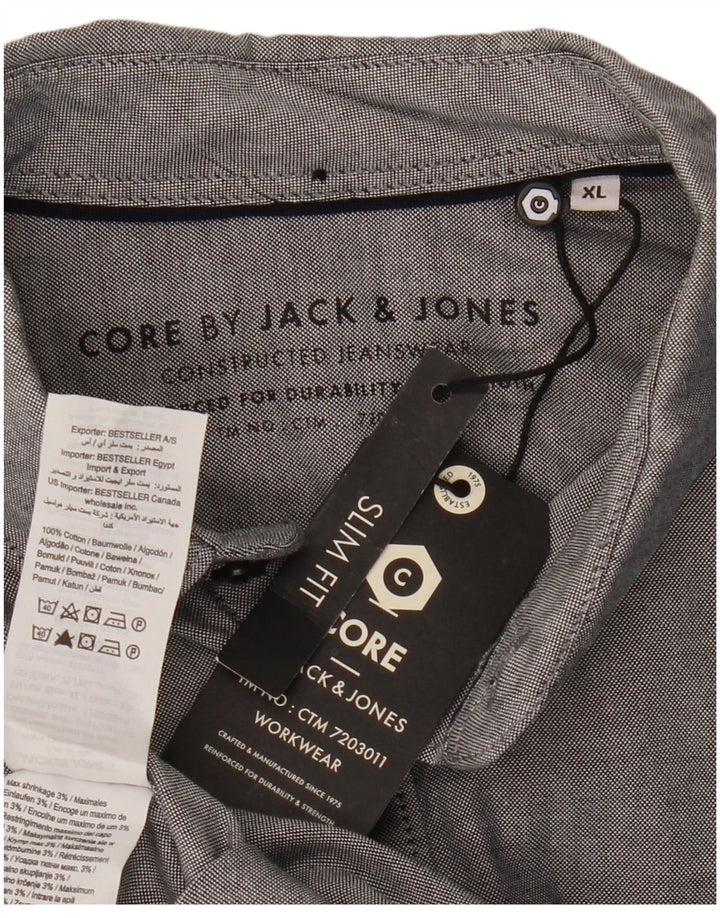 Jack & Jones Herren Slim Fit Hemd XL Grau Baumwolle