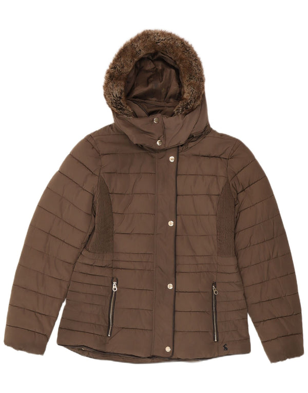 Joules Wattierte Damenjacke mit Kapuze UK 12 Mittelbraunes Polyester