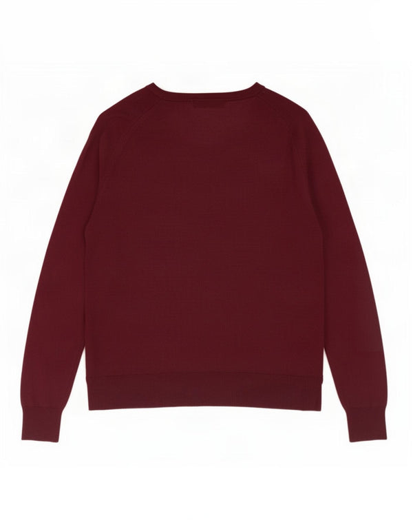 Zara Womens Boat Neck Jumper Sweater UK 14 Medium Burgundy Viscose