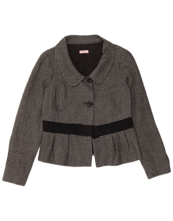 Max & Co. Crop 2-Knopf-Blazer für Damen, UK 14, Mittelgrau mit Hahnentrittmuster