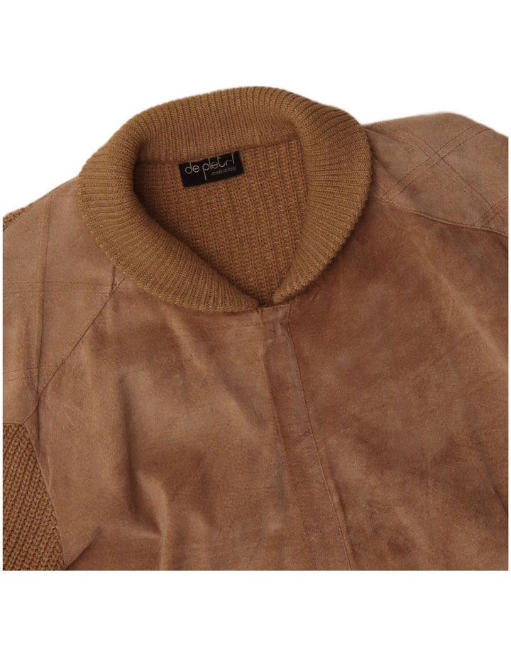 De Pletrl Herren-Strickjacke aus Wildleder, Größe L, Beige