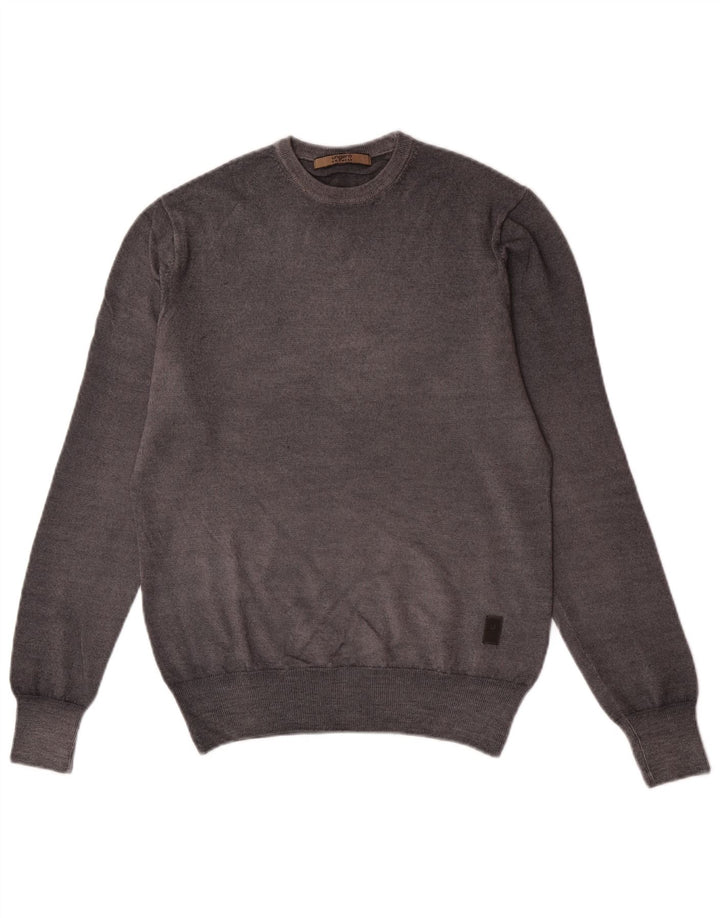 Ungaro Herren-Pullover mit Rundhalsausschnitt, IT 48, kleine graue Wolle