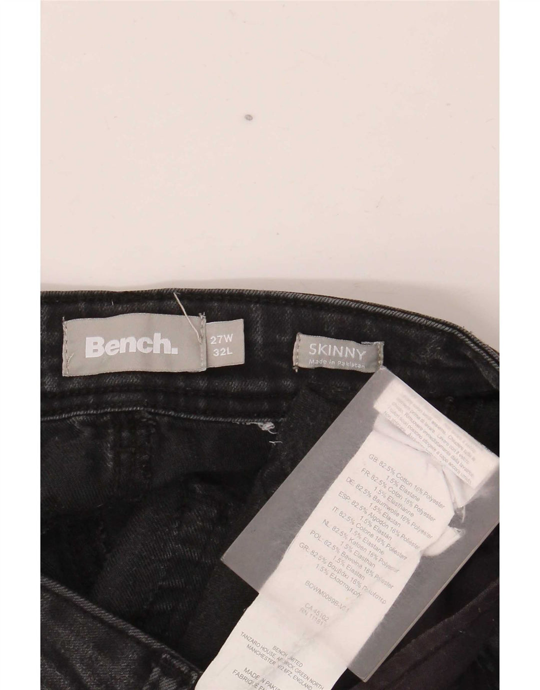 Bench Damen Skinny Jeans W27 L32 Schwarze Baumwolle