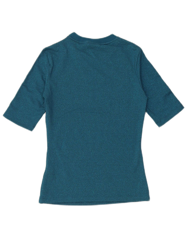 Adidas Damen T-Shirt Top UK 6 XS Blau Polyester
