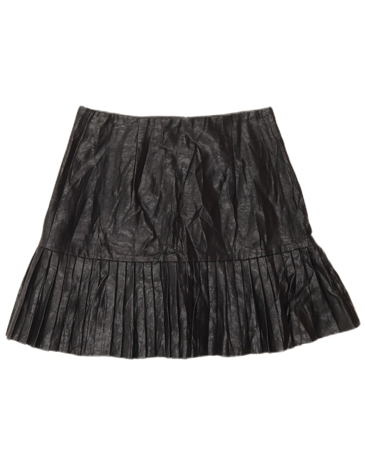 Zara Damen Wickelrock aus Kunstleder, Größe S, W26, Schwarz
