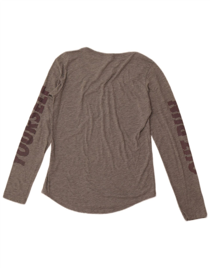 NIKE Womens Graphic Top Langarm UK 10 Small Grau Polyester
