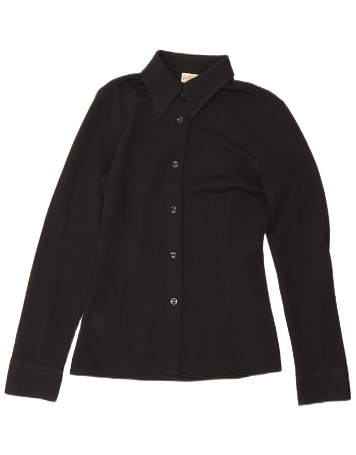 Stefanel Damen Hemdbluse UK 10 Small Schwarz Polyester